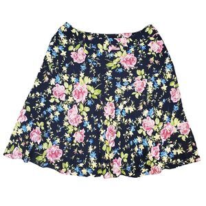 Vintage 90s Y2K Jones New York Floral Silk Skirt Whimsigoth Fairy 18W Cottage